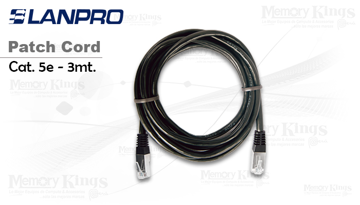 CABLE RED PATCH CORD LanPro 3mt cat-5e Black