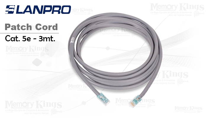 CABLE RED PATCH CORD LanPro 3mt cat-5e Gray