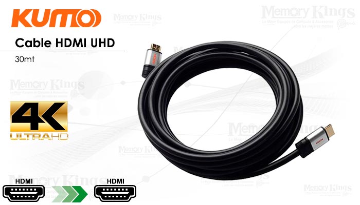 CABLE HDMI a HDMI 30mts KUMO UHD 4K|2K