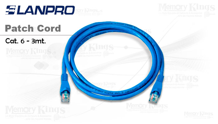 CABLE RED PATCH CORD LanPro 3mt cat-6 Blue