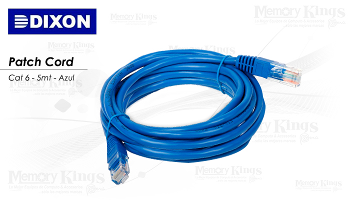 CABLE RED PATCH CORD DIXON 5mt cat-6 Blue