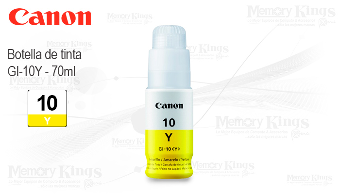 Botella de TINTA CANON GI-10 Yellow 70ml.