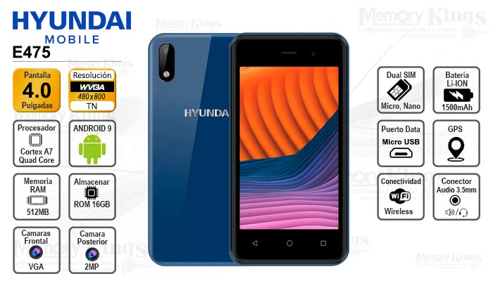 Smartphone Hyundai E475 4 WVGA 512|16 Blue