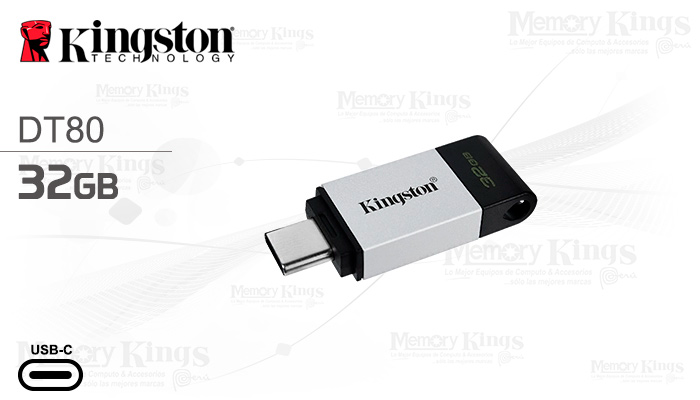Docenas Comorama modo MEMORIA USB-C 32GB KINGSTON DT 80 - Memory Kings, lo mejor en equipos de  computo y accesorios