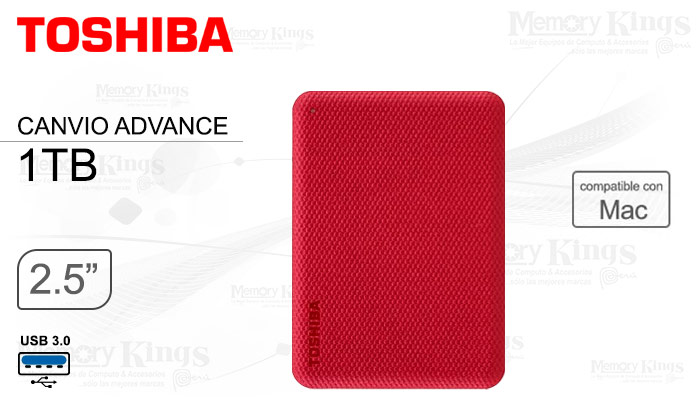 DISCO DURO USB 1TB TOSHIBA CANVIO ADVANCE V10 RED
