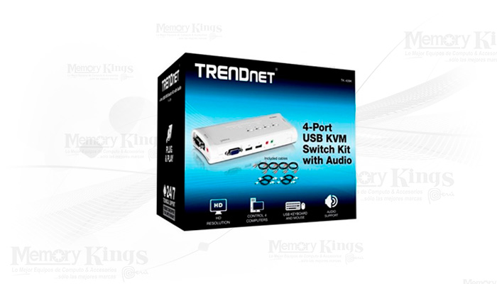 SWITCH KVM USB 4pt TRENDNET TK-409K C|Audio 4cable
