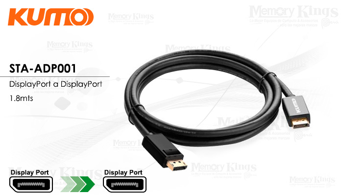 CABLE DisplayPort a DisplayPort 2mts KUMO 8k