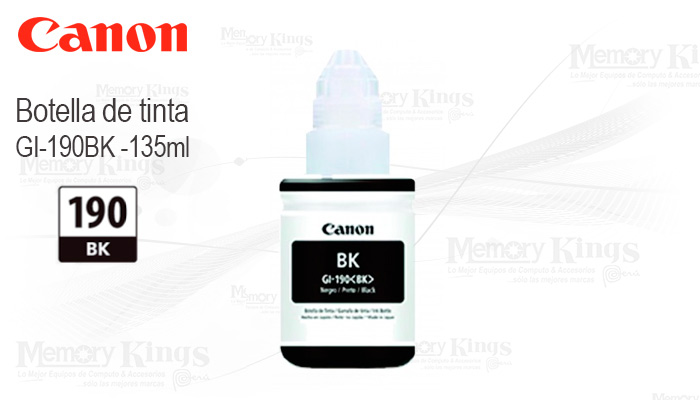 Botella de TINTA CANON GI-190 Black 135ml.