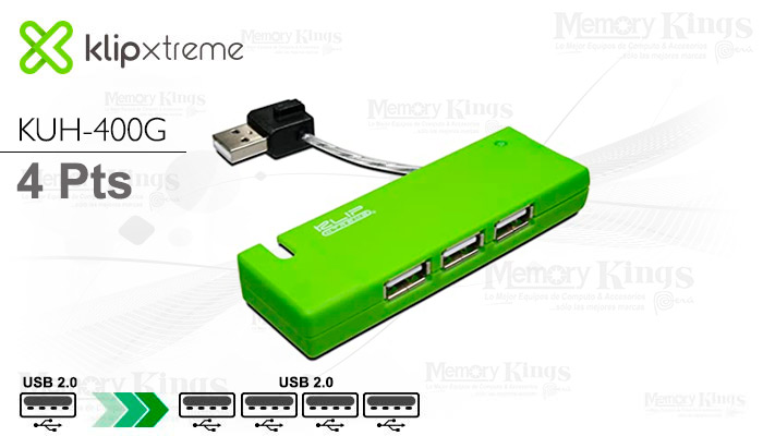 HUB USB 4pt KLIP EXTREME KUH-400G Mini Green