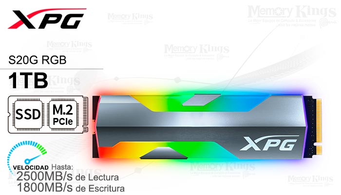 UNIDAD SSD M.2 PCIe 1TB XPG S20G RGB