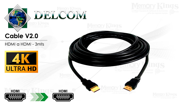CABLE HDMI a HDMI 3mts DELCOM UHD 4K|2K