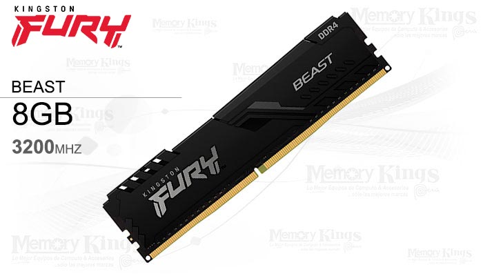 MEMORIA DDR4 8GB 3200 CL16 FURY BEAST BLACK