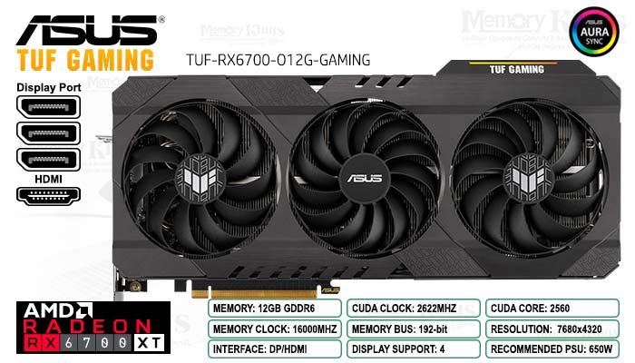 AMD RADEON RX 6700XT 12GB ASUS TUF GAMING 192bits