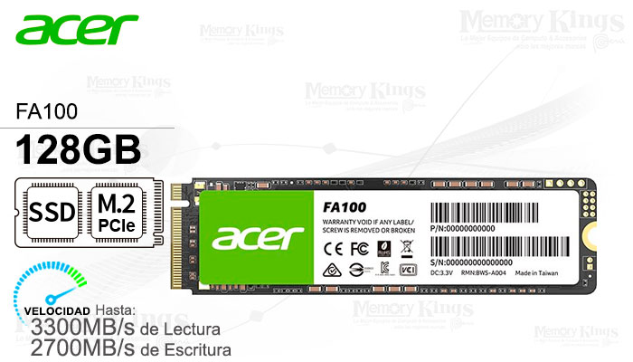 UNIDAD SSD M.2 PCIe 128GB ACER FA100