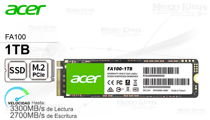 UNIDAD SSD M.2 PCIe 1TB ACER FA100
