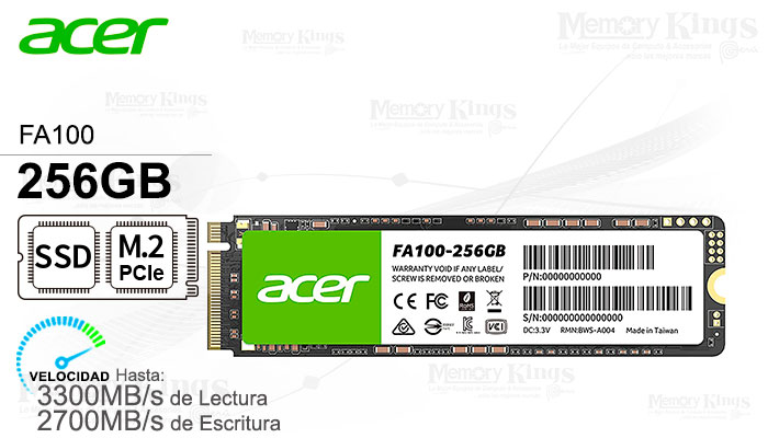 UNIDAD SSD M.2 PCIe 256GB ACER FA100