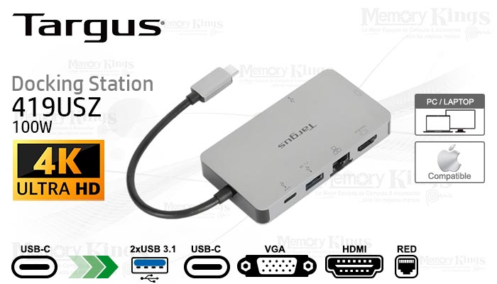 Docking Station USB-C TARGUS 419USZ 4K Hub Pc|Mac