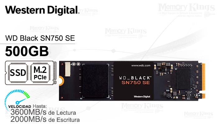 UNIDAD SSD M.2 PCIe 500GB WD Black SN750 SE