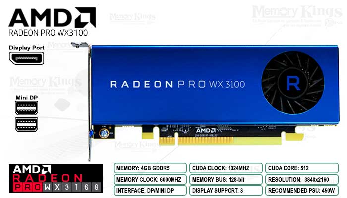 AMD RADEON PRO WX3100 4GB GDDR5 128bit