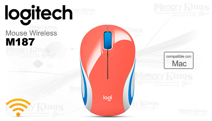 MOUSE NB Wireless LOGITECH M187 REFRESH CORAL