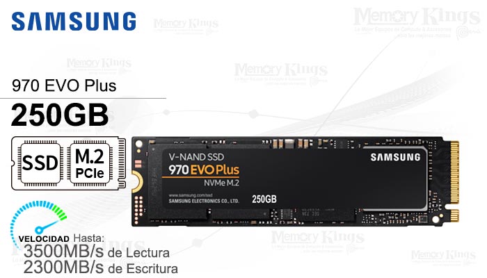 UNIDAD SSD M.2 PCIe 250GB SAMSUNG 970 EVO Plus