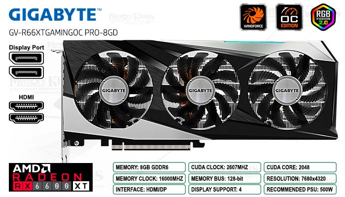 AMD RADEON RX 6600XT 8GB GIGABYTE GAMING OC PRO