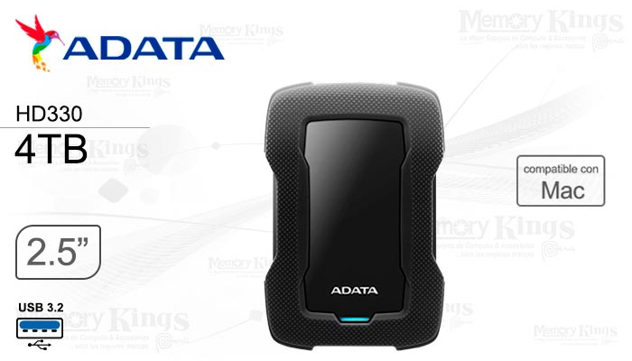 Adata 1TB EXT USB 3.2 HD330 Antigolpes Negro AHD330-1TU31-CBK Disco Externo