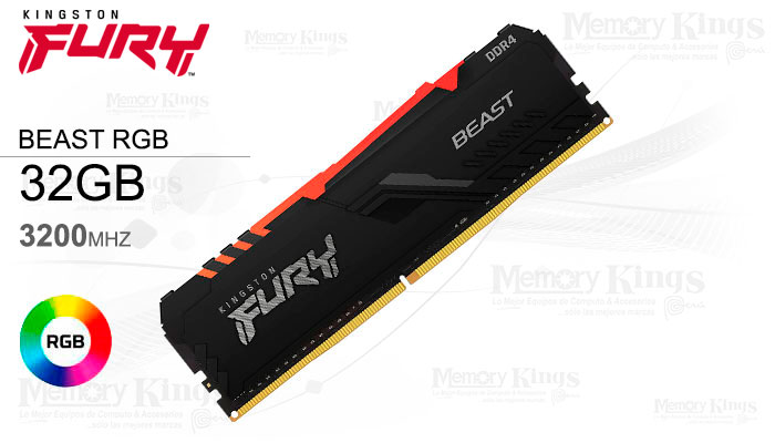 MEMORIA DDR4 32GB 3200 FURY Beast RGB Black