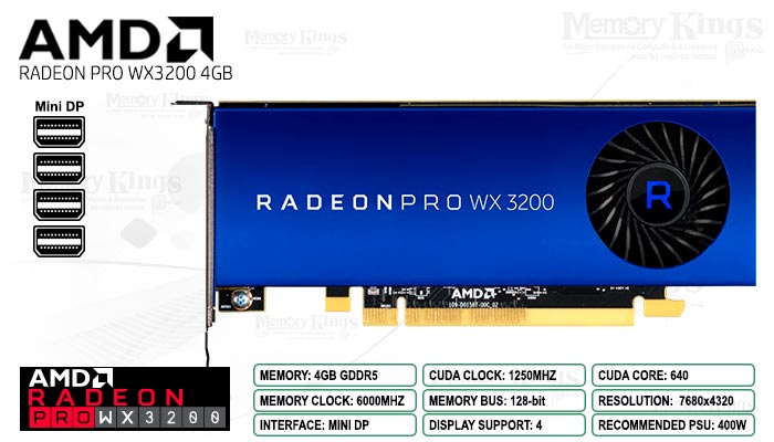 AMD RADEON PRO WX3200 4GB GDDR5 128bit