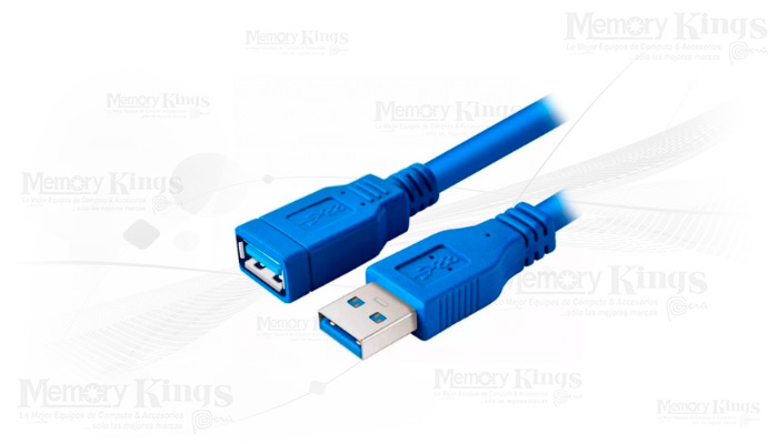 CABLE USB HEMBRA X USB MACHO TRASLUCIDO 3MT AZUL - CLA