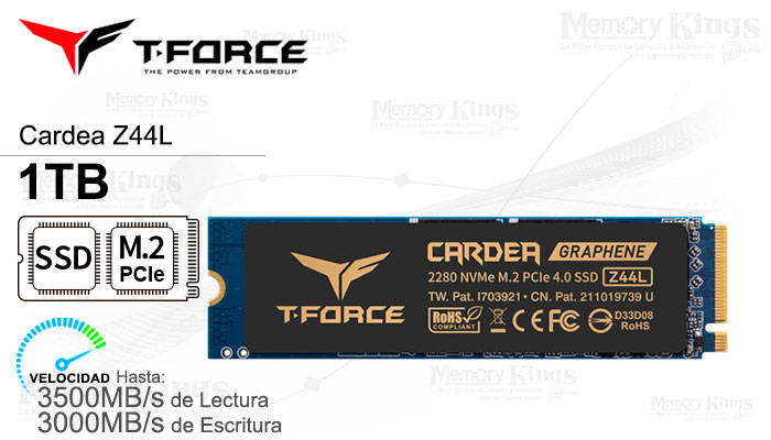 UNIDAD SSD M.2 PCIe 1TB T-FORCE CARDEA Z44L
