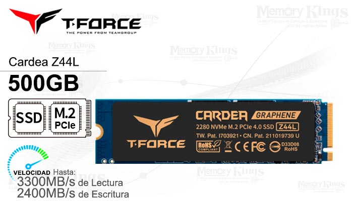 UNIDAD SSD M.2 PCIe 500GB T-FORCE CARDEA Z44L
