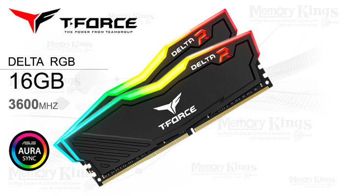 MEMORIA DDR4 16GB 3600 T-FORCE DELTA 2 RGB 2X8 BK