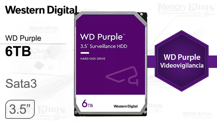DISCO DURO 3.5 6TB Purple 256MB Vigilancia - Memory Kings, lo mejor en equipos de computo y accesorios