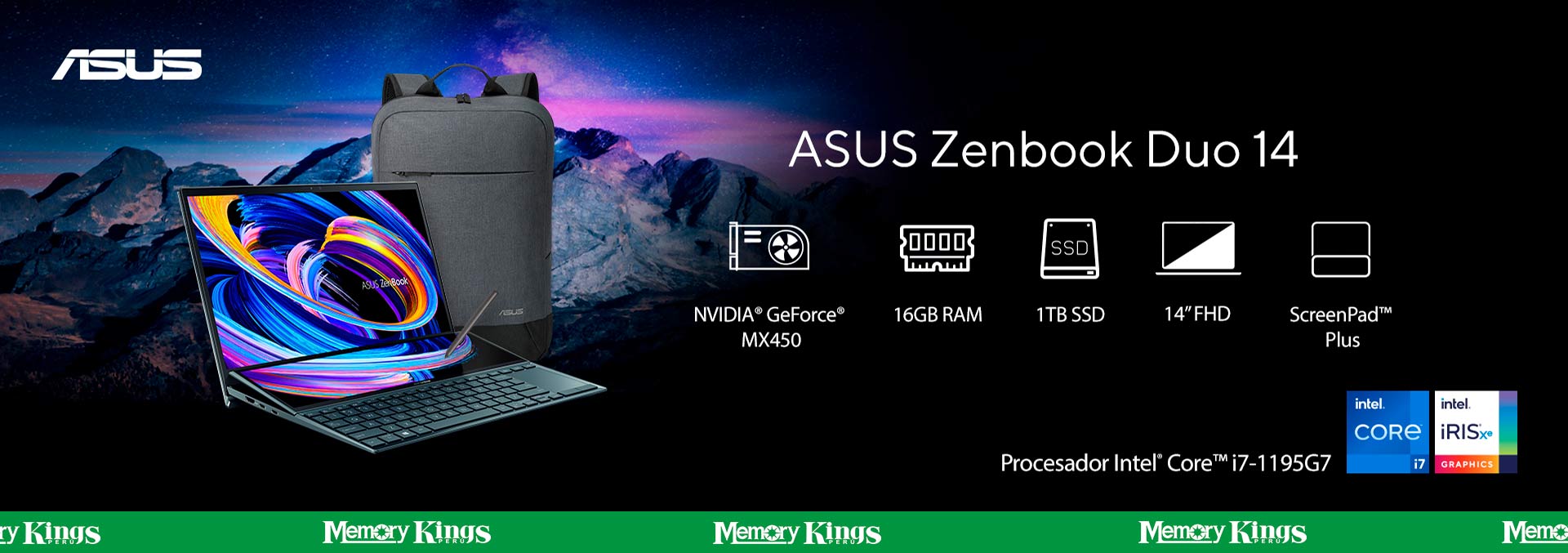 031584 - LAPTOP Core i7-1195G7 ASUS ZenBook Duo 14 UX482EGR