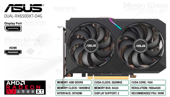 AMD RADEON RX 6500XT 4GB ASUS DUAL OC EDITION