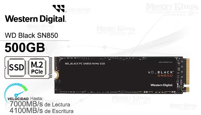 UNIDAD SSD M.2 PCIe 500GB WD Black SN850 X0E
