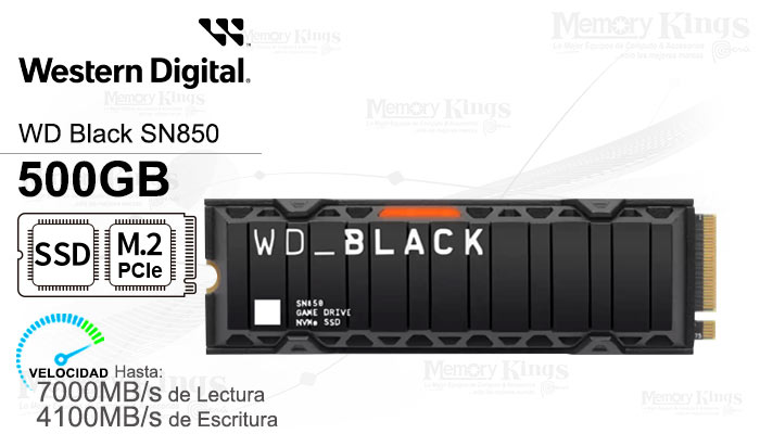 UNIDAD SSD M.2 PCIe 500GB WD Black SN850 XHE