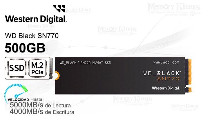 UNIDAD SSD M.2 PCIe 500GB WD BLACK SN770