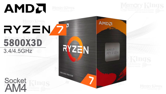 PROCESADOR AMD Ryzen 7 5800X3D 3.4GHz|96MB 8C AM4