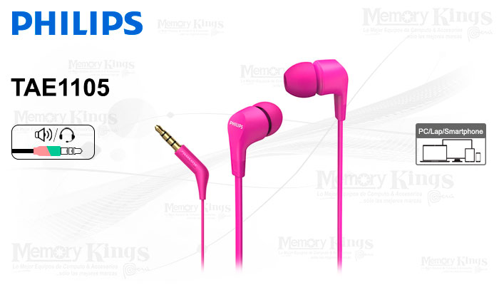 AURICULAR PHILIPS TAE1105PK 3.5mm PINK