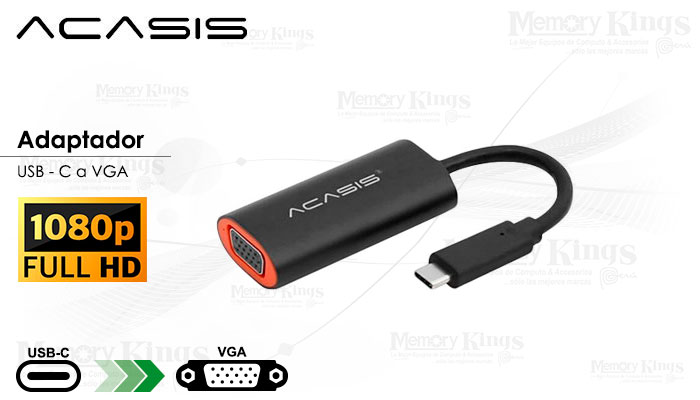 ADAPTADOR USB-C a VGA ACASIS FHD