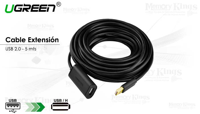 CABLE USB 2.0 Extension 5mt UGREEN US121