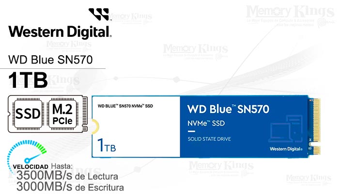 UNIDAD SSD M.2 PCIe 1TB WD Blue SN570