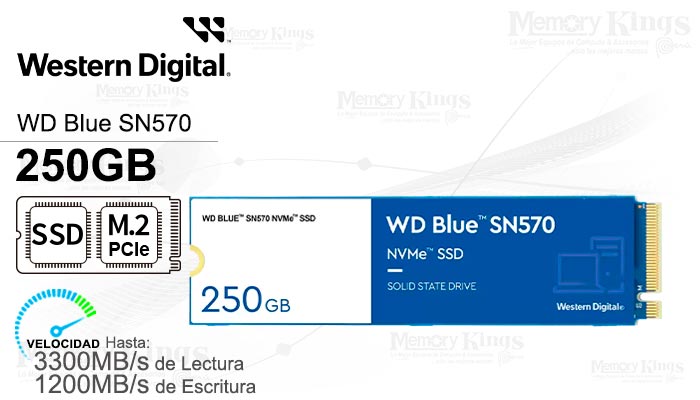 UNIDAD SSD M.2 PCIe 250GB WD Blue SN570