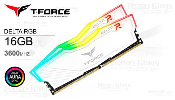 MEMORIA DDR4 16GB 3600 T-FORCE DELTA RGB 2X8 WHITE