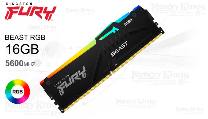 MEMORIA DDR5 16GB 5600 CL40 FURY BEAST RGB BLACK