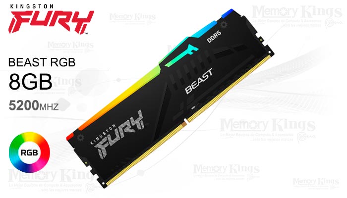 MEMORIA DDR5 8GB 5200 FURY Beast RGB