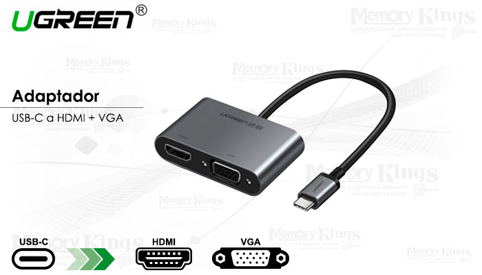 ADAPTADOR USB-C a HDMi|VGA UGREEN CM162