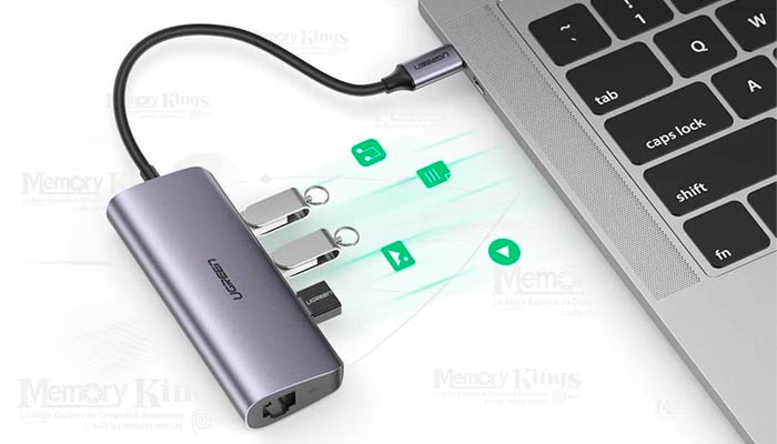 ADAPTADOR USB-C a RED +HUB 3pt|USB UGREEN CM252